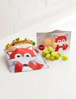 3 Sprouts Snack Bag (2 pack), Fox/Grey - Lunchlådor