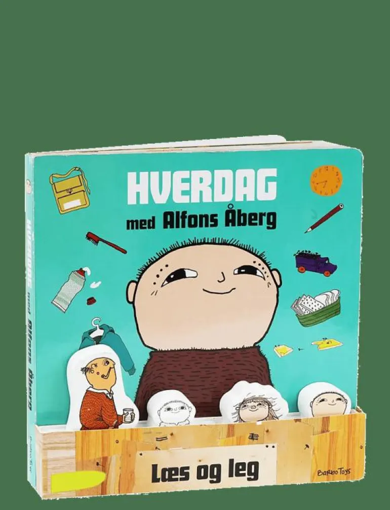 Alfons Åberg - Book with 4 wooden figures - (DK) - Læs og Lær - Pedagogisk barnbok