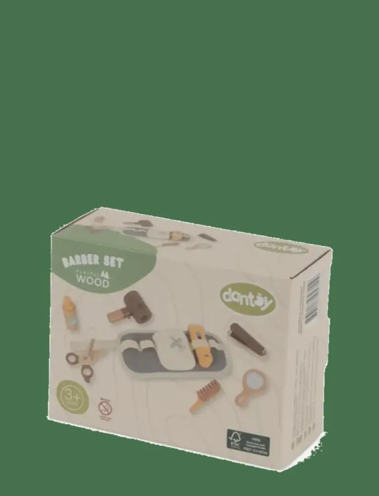 BARBER PLAY SET WOOD IN GIFTBOX 8 PCS - Låtsassmink & Accessoar