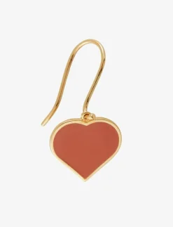 Big Heart Enamel Ear hanger Gold plated 1 pcs (15mm) - Hängande örhängen