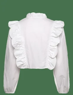 Blouse with scallops and embroideri - Långärmade blusar