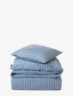 Blue Striped Organic Cotton Sateen Bed Set - Påslakanset