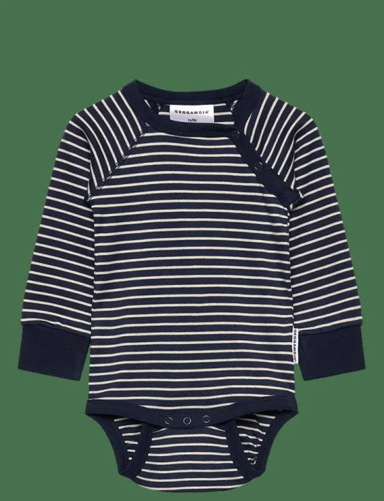 Body L.S Navy beige stripe - Långärmad bodysuit