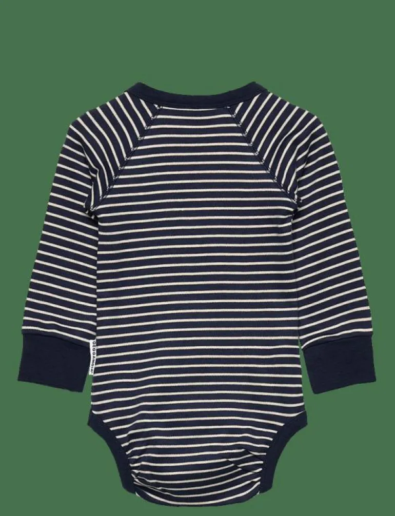 Body L.S Navy beige stripe - Långärmad bodysuit