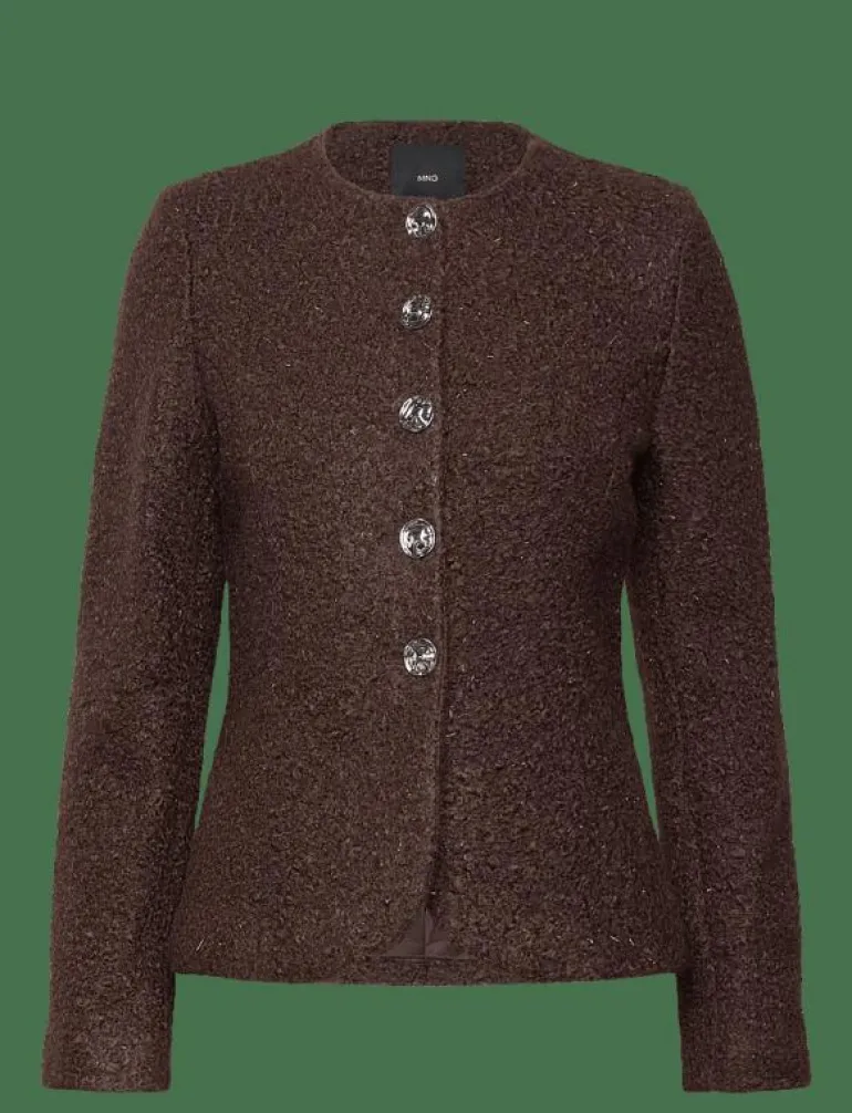 Bouclé jacket with jewel buttons - Enkelknäppta kavajer