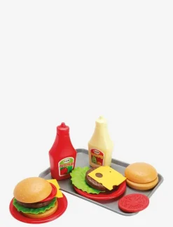 BURGER SET ON TRAY 17 PCS - Leksaksmat & Leksakstårtor