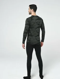 Camo Merino Wool Crew - Underställströja
