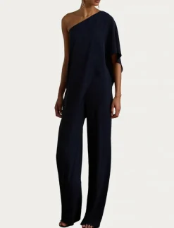 Cape Georgette One-Shoulder Jumpsuit - Jumpsuits