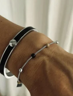 Capri Enamel Bracelet Black/Silver - Bangles