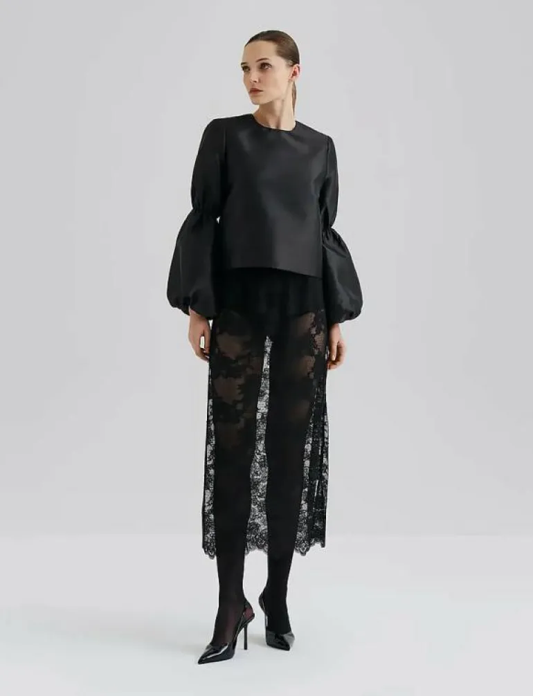 Cia Double Pouf Sleeve blouse - Långärmade blusar