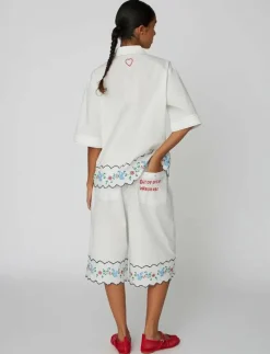 Coloured Embroidered Oversized Shir - Kortärmade skjortor