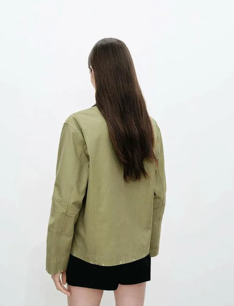 Cotton jacket with contrasting collar - Tunna jackor