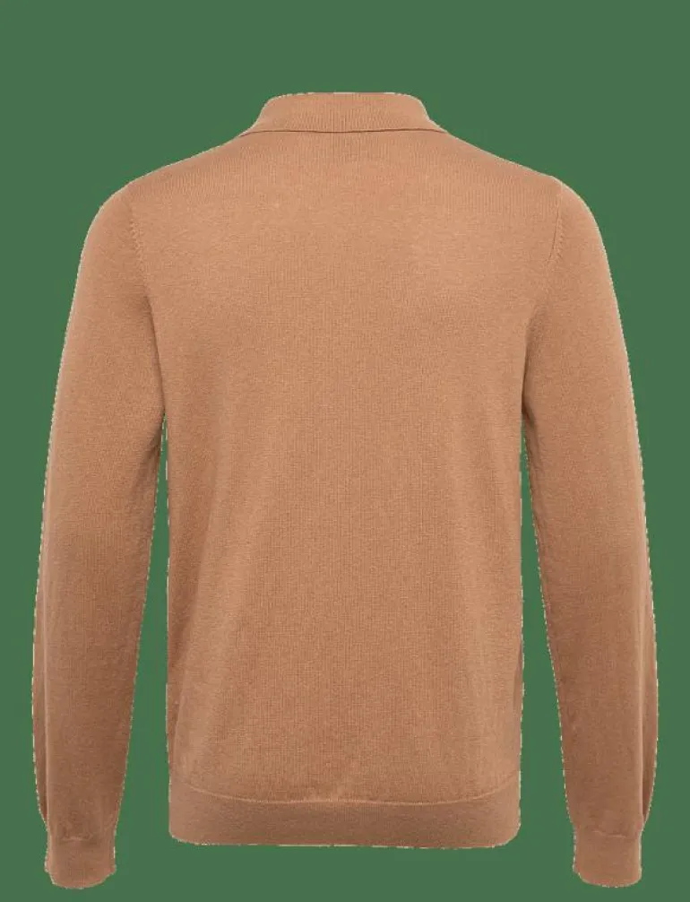 Cotton Merino Long Sleeve Knitted Polo - Stickade pikéer