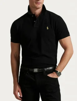 Custom Slim Plaid-Trim Mesh Polo Shirt - Kortärmade pikéer