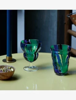 Dricksglas Folk Black/Blue/Green Set 2 LSA - Dricksglas