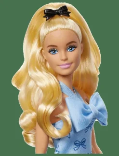Fashionistas Doll #237 in Blue Bow Halter Dress, Blonde Ponytail with Bow Accessory - Dockor