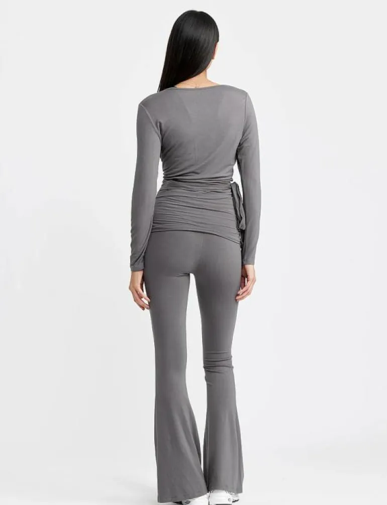 FOLDING WAISTBAND FLARE - Byxor