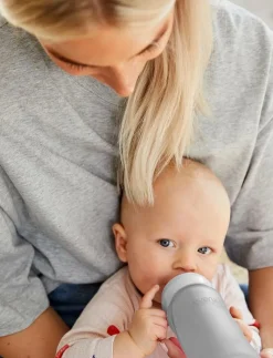 Glass Baby Bottle Healthy + Quiet Grey 240ml - Nappflaskor