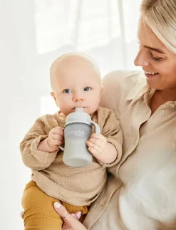Glass Sippy Cup Healthy + Quiet Grey - Nappflaskor