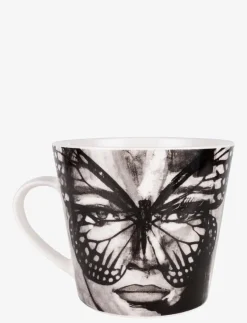 Golden Butterfly B&W with ear - Kaffekoppar