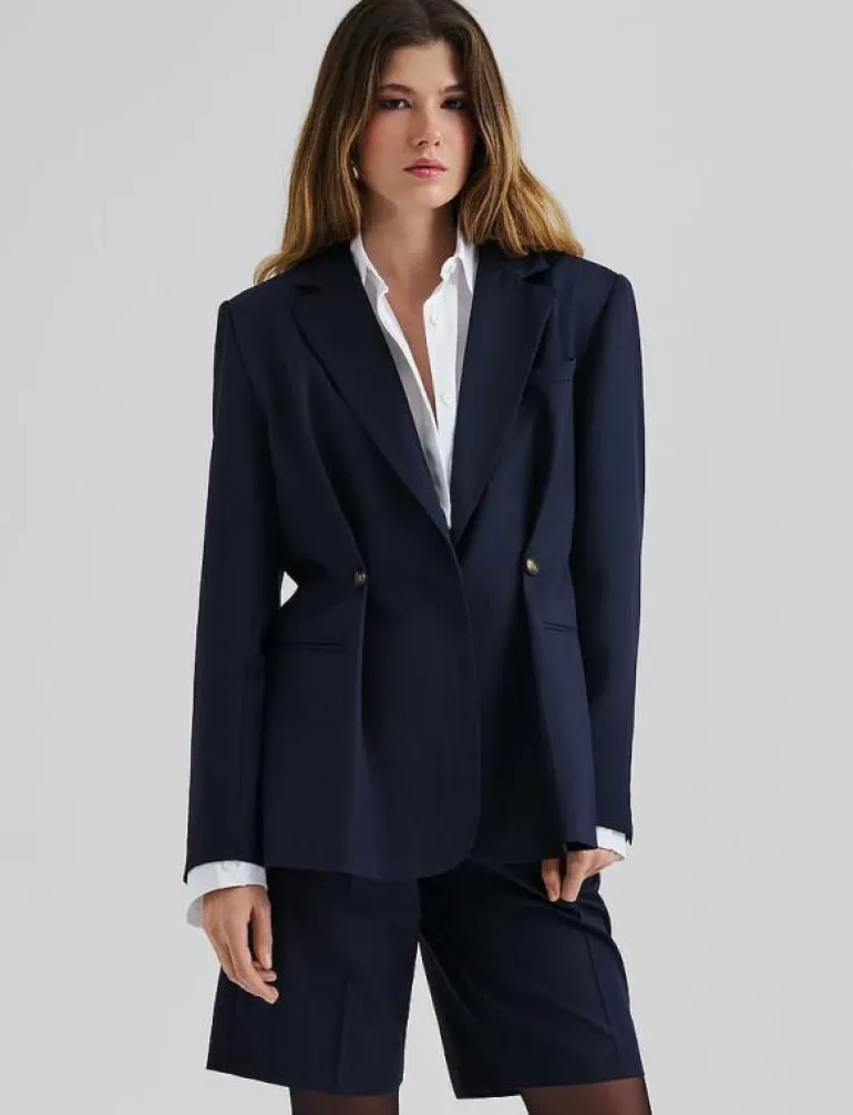 Illiana Fitted Button Detailed Wool Blend blazer - Enkelknäppta kavajer