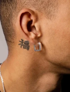 IX Bold Square Hoops Silver - Hoops