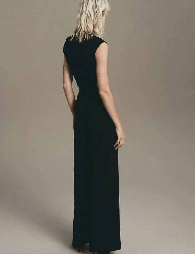 Jumpsuit with draped neck and belt - Jumpsuits