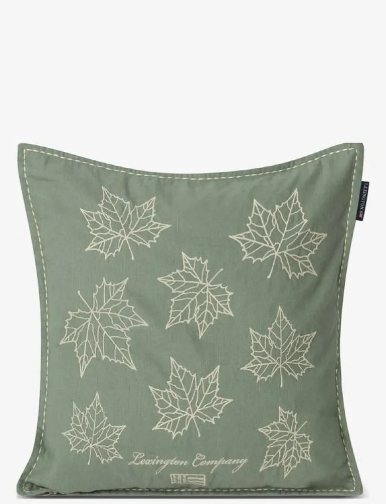 Leaves Embroidered Linen/Cotton Pillow Cover - Kuddfodral