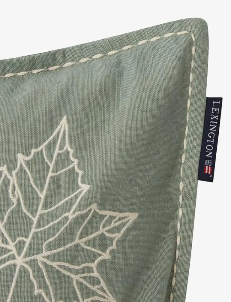 Leaves Embroidered Linen/Cotton Pillow Cover - Kuddfodral