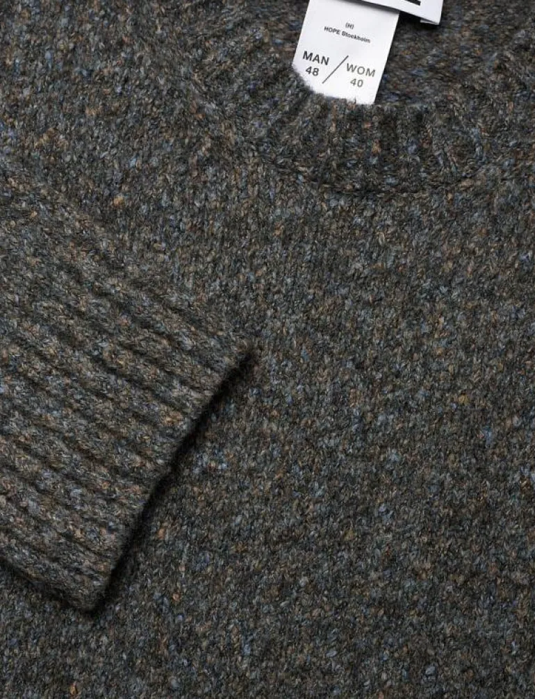 Leo sweater Blue Beige Melange-44 - Rundhalsad