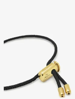 Men's Black String Bracelet with Adjustable Gold Lock - Armband