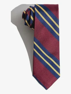 Miles Burgundy Striped Silk Tie - Slipsar