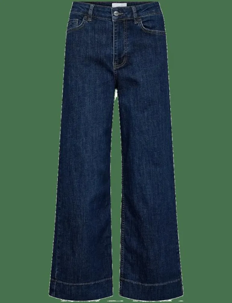 NUPARIS CROPPED JEANS - DARK BLUE - Vida byxor