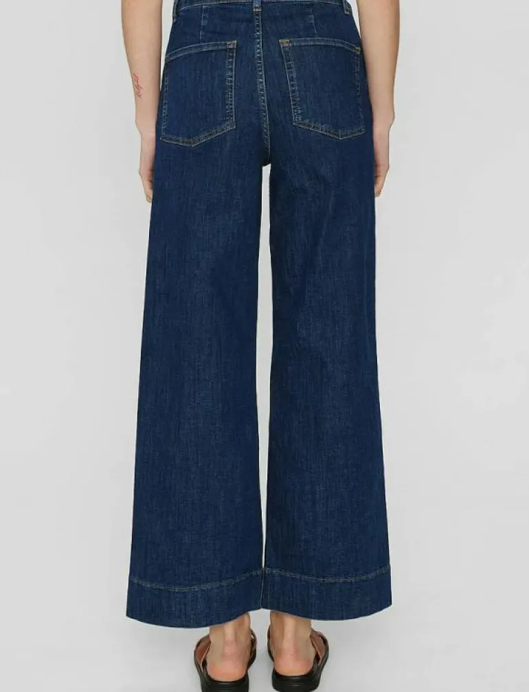 NUPARIS CROPPED JEANS - DARK BLUE - Vida byxor