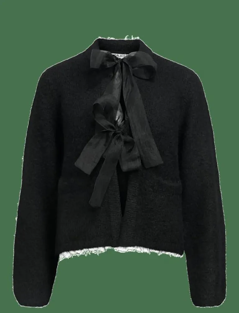 OBJSAGGIA L/S LO KNIT BOW CARDIGAN DIV - Koftor
