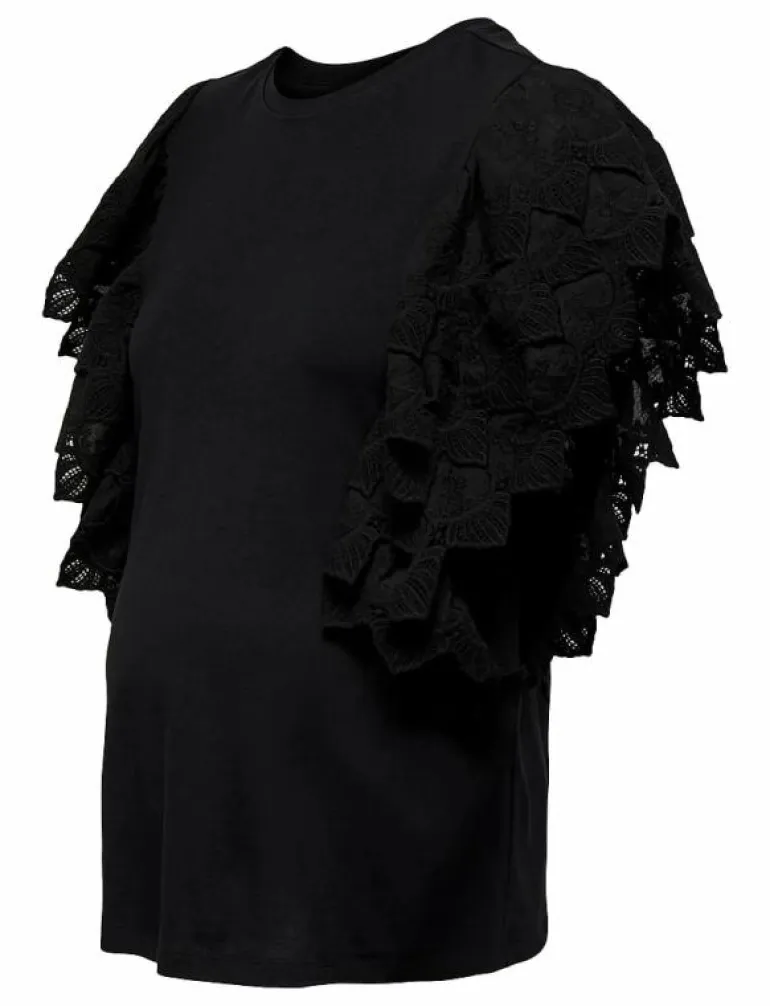 OLMBETTY LIFE S/S FRILL TOP JRS - Linnen