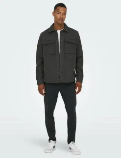 ONSASH OVR WOOLEN LOOK PKT LS SHIRT NOOS - Ulljackor