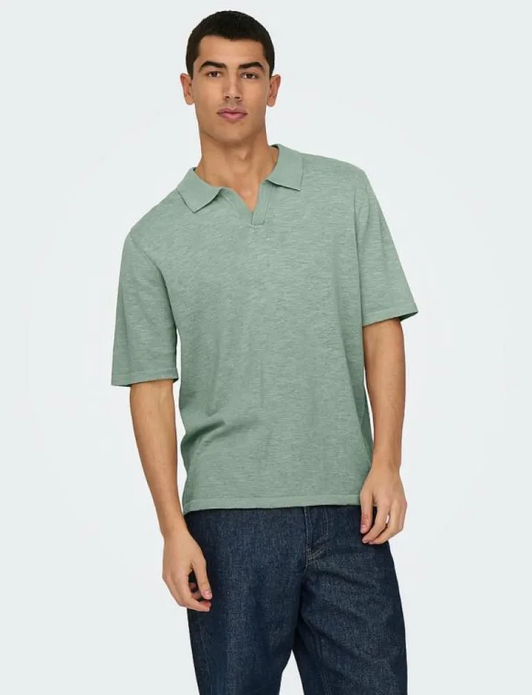 ONSGEORGE REG 12 LINEN SS POLO KNIT - Kortärmade pikéer