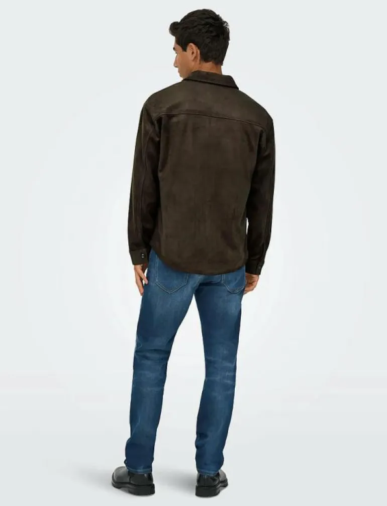 ONSRAVI FAKE SUEDE SHACKET OTW - Skinnjackor