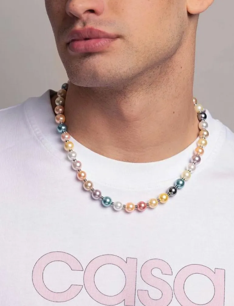 Pastel Pearl Necklace with Silver - Halsband