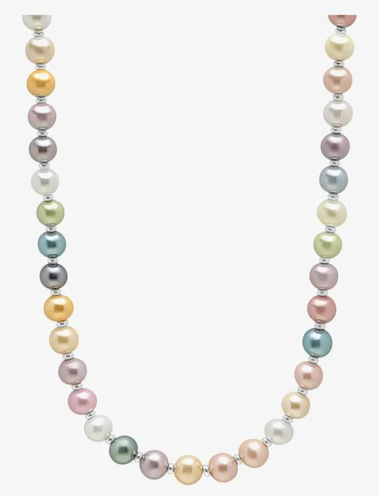 Pastel Pearl Necklace with Silver - Halsband