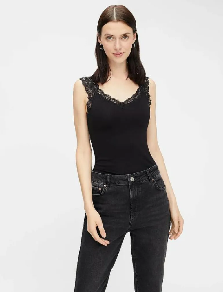 PCBARBERA LACE TOP JRS NOOS BC - Linnen