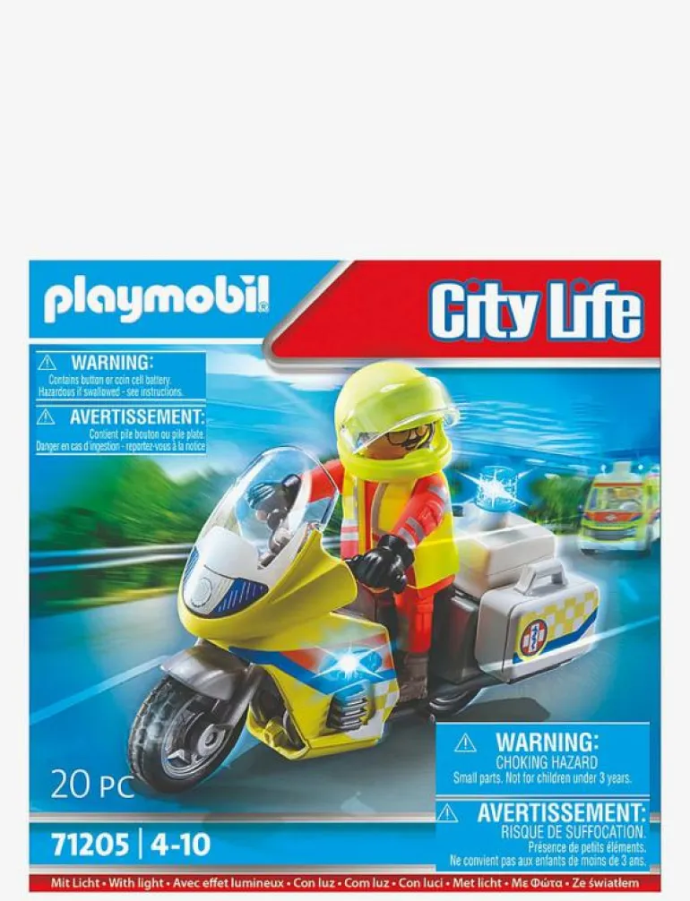 PLAYMOBIL City Life Rescue Motorcycle with Flashing Light - 71205 - Playmobil City Life