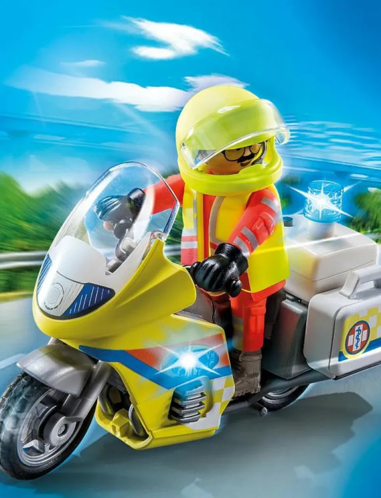 PLAYMOBIL City Life Rescue Motorcycle with Flashing Light - 71205 - Playmobil City Life