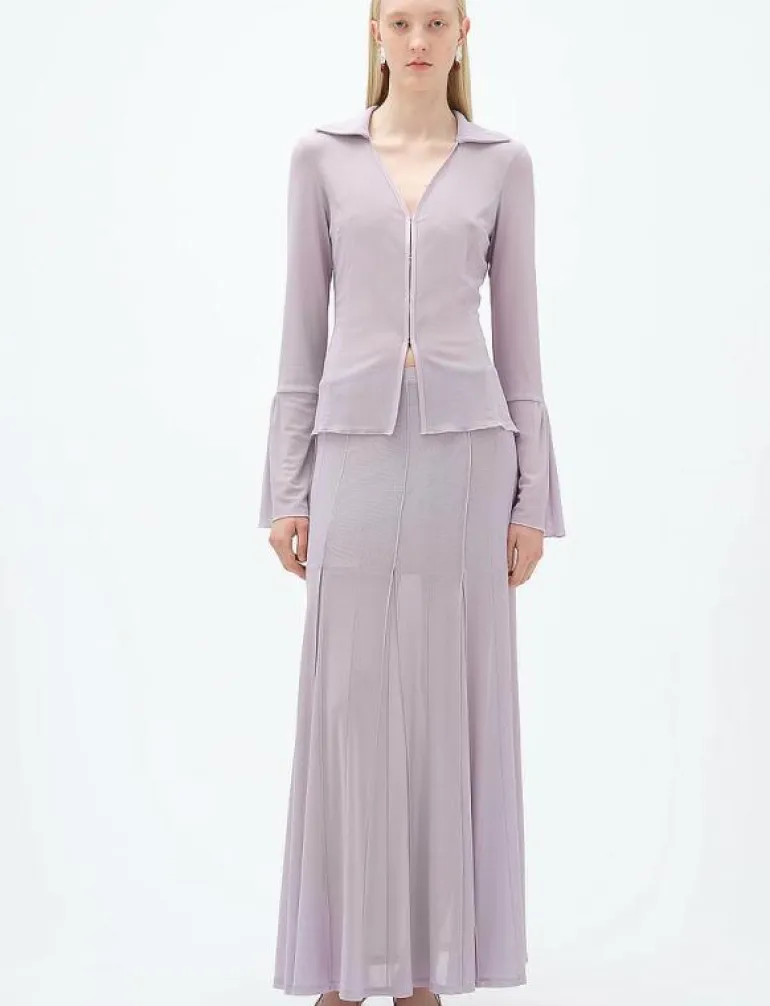 Pleated Midi Mesh Skirt - Maxikjolar