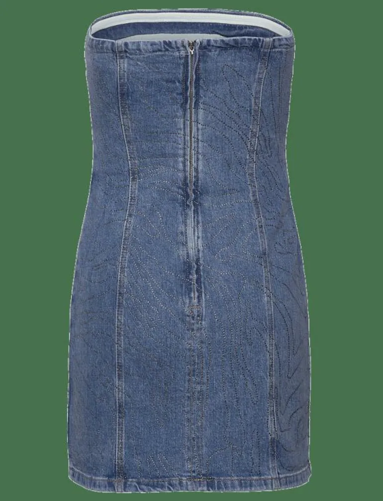 RHINESTONE DENIM DRESS - Korta klänningar