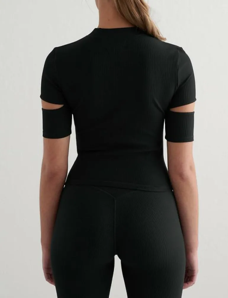 Ribbed Performance Cut-Out Top - T-Shirts