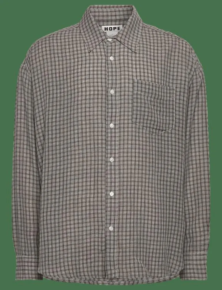 Room shirt Soft Grey Check-44 - Rutiga skjortor