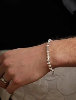 Samie - Bracelet in white and steel - Armband