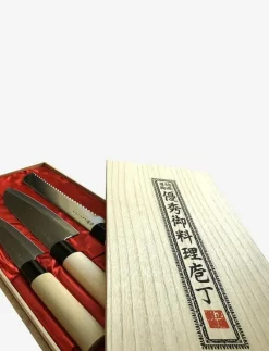 Satake Houcho. 3 knivar i Balsabox. - Knivset